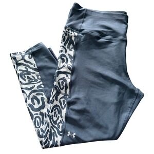 Under Armour Womens 2X Capri Leggings Blue Gray Animal Print Compression